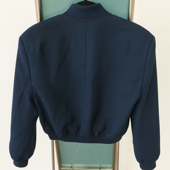 Zara Blue cropped bomber jacket - Picture 3 of 4
